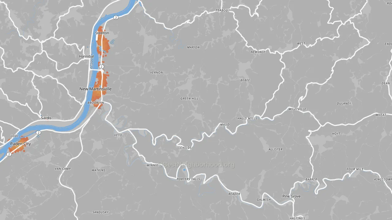 Bike Grade map of Wetzel County, WV