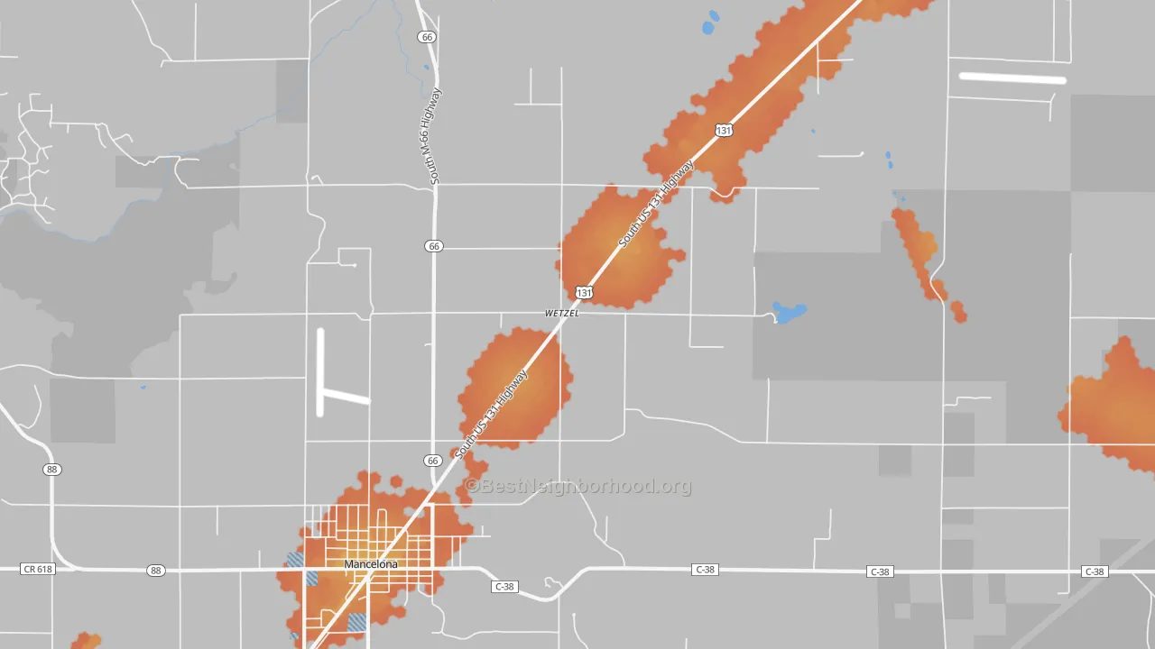 Bike Grade map of Wetzel, MI