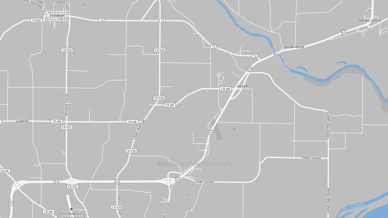 Bike Grade map of Wever, IA