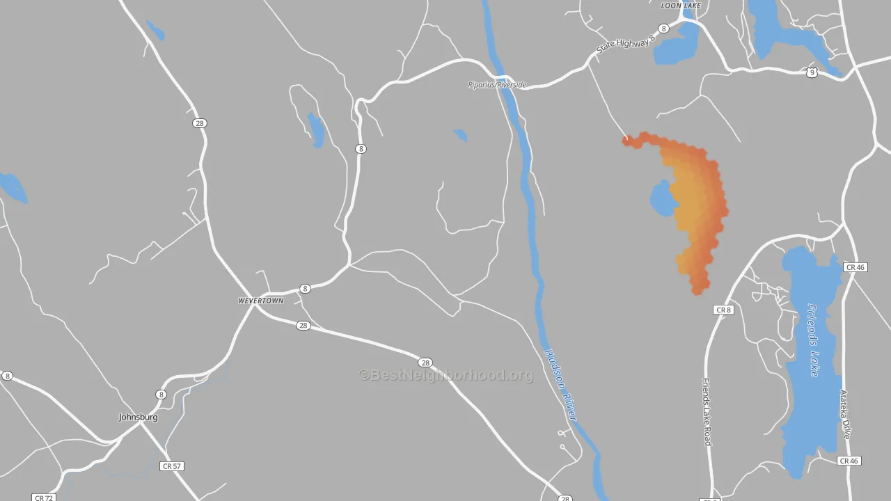 Bike Grade map of Wevertown, NY