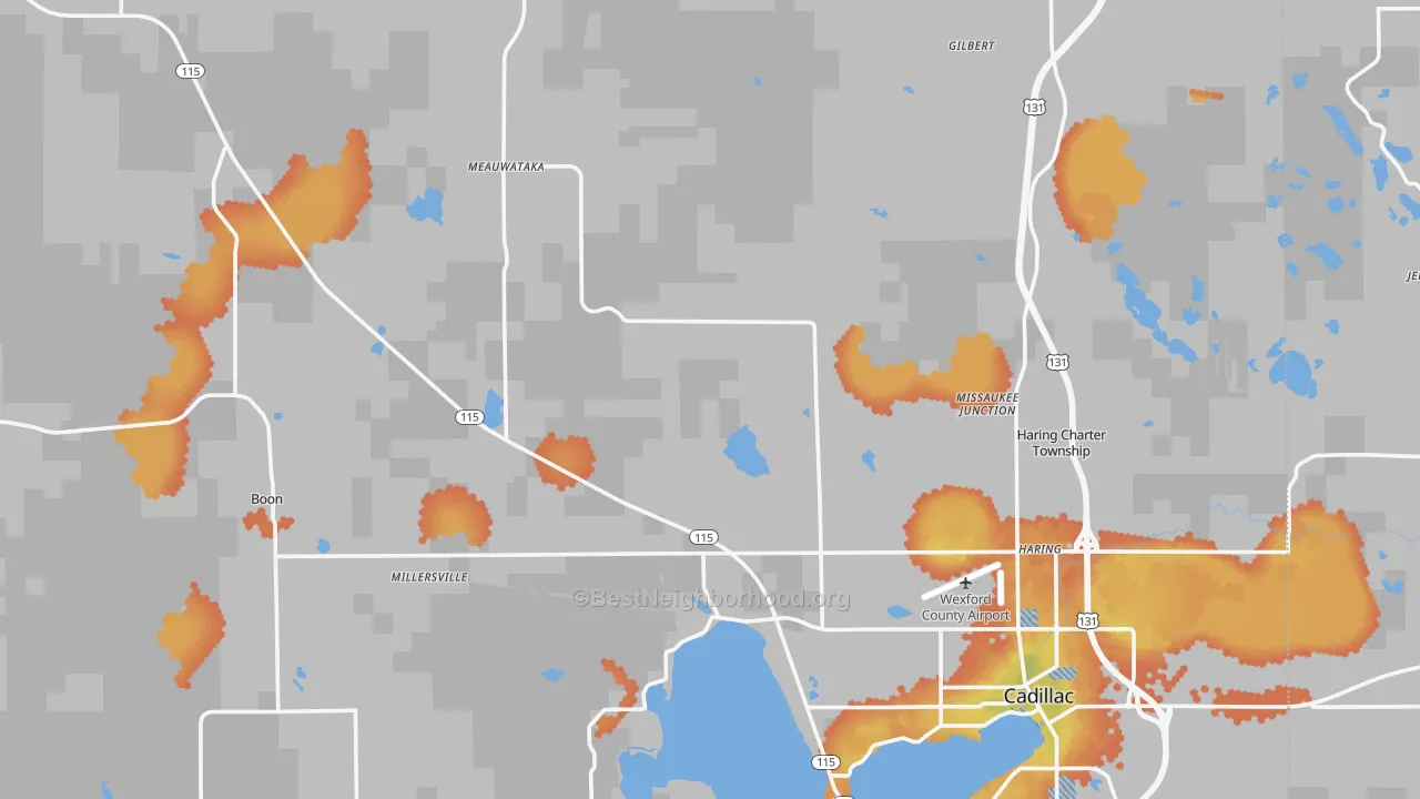 Bike Grade map of Wexford County, MI