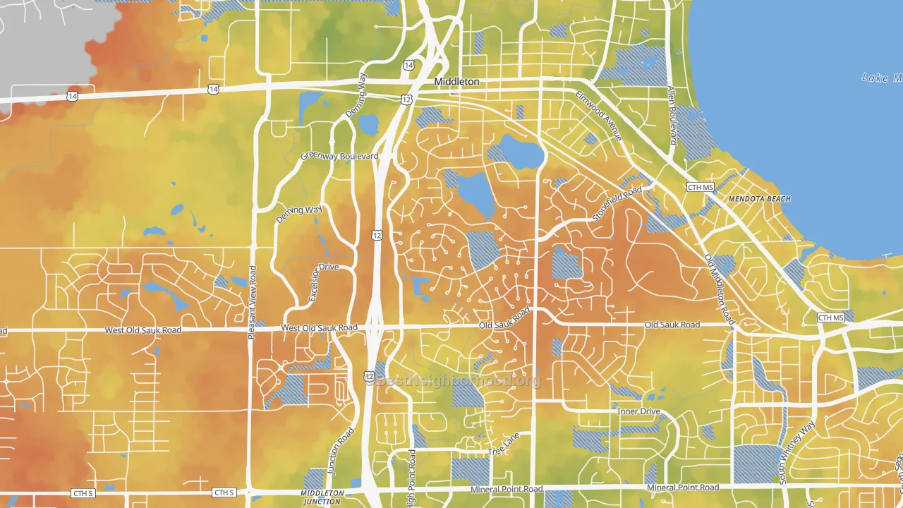 Bike Grade map of Wexford, Madison, WI