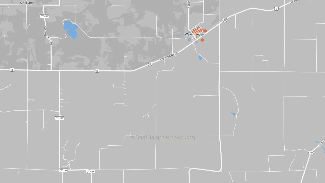 Bike Grade map of Weyerhaeuser, WI