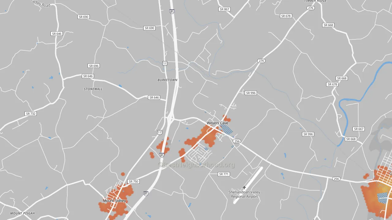 Bike Grade map of Weyers Cave, VA