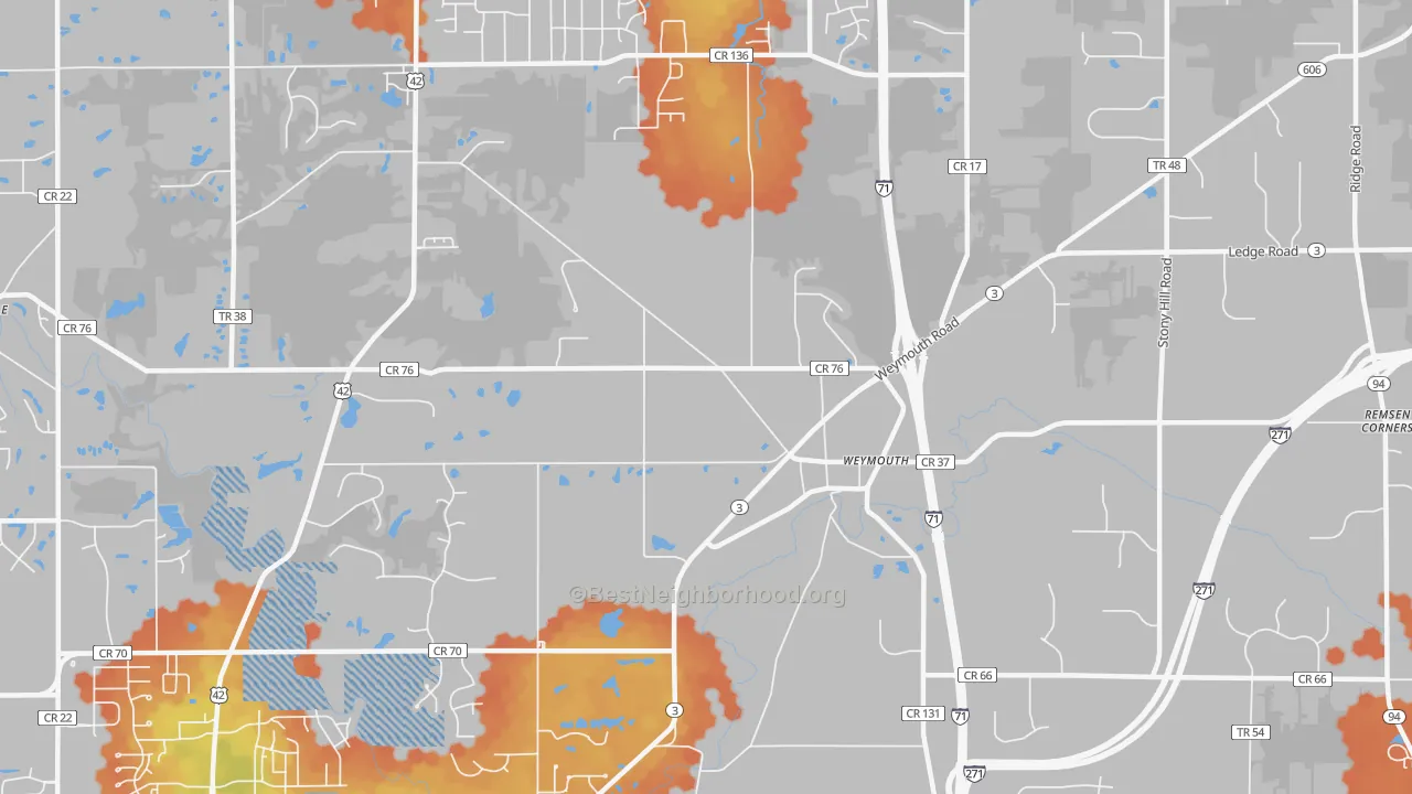 Bike Grade map of Weymouth, OH