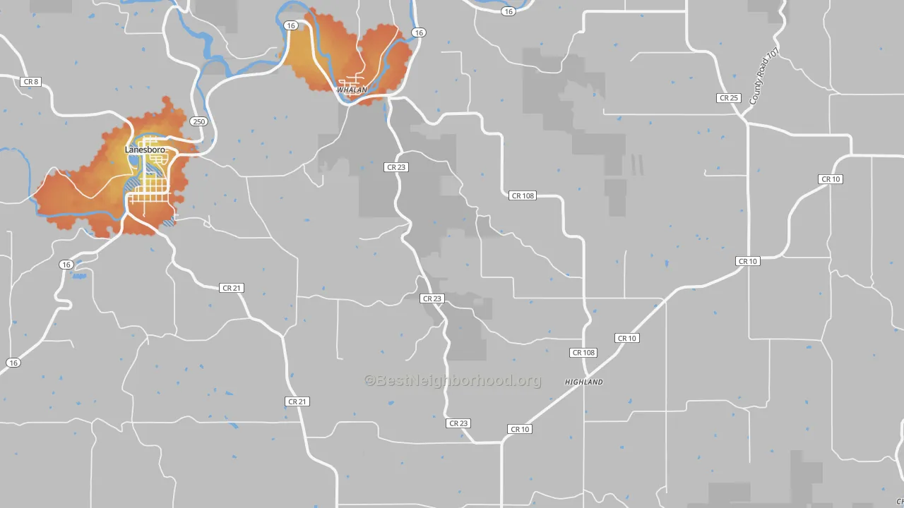 Bike Grade map of Whalan, MN
