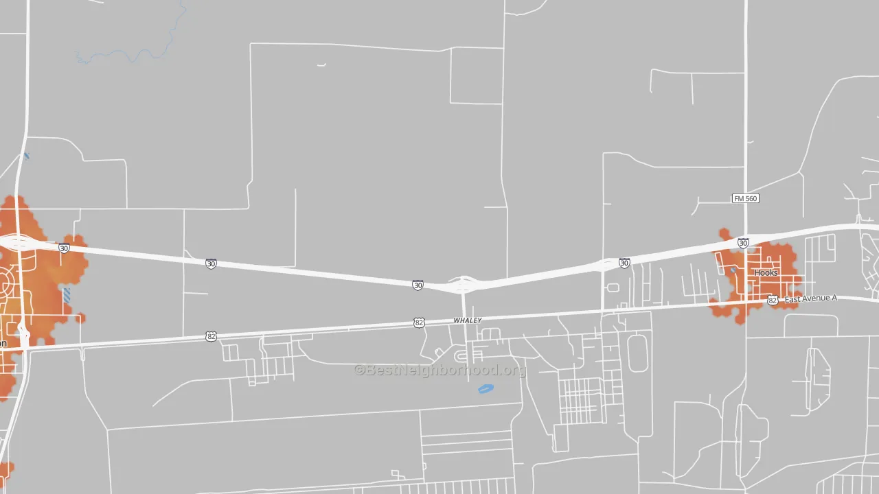 Bike Grade map of Whaley, TX