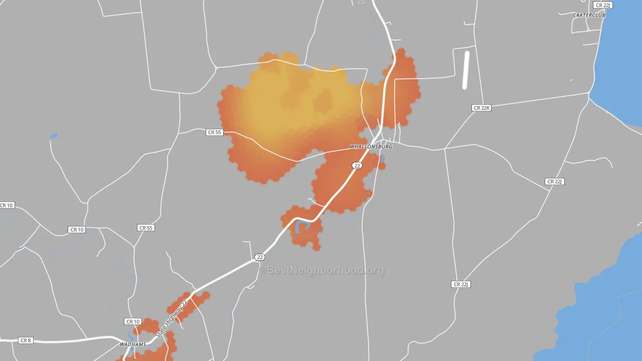 Bike Grade map of Whallonsburg, NY