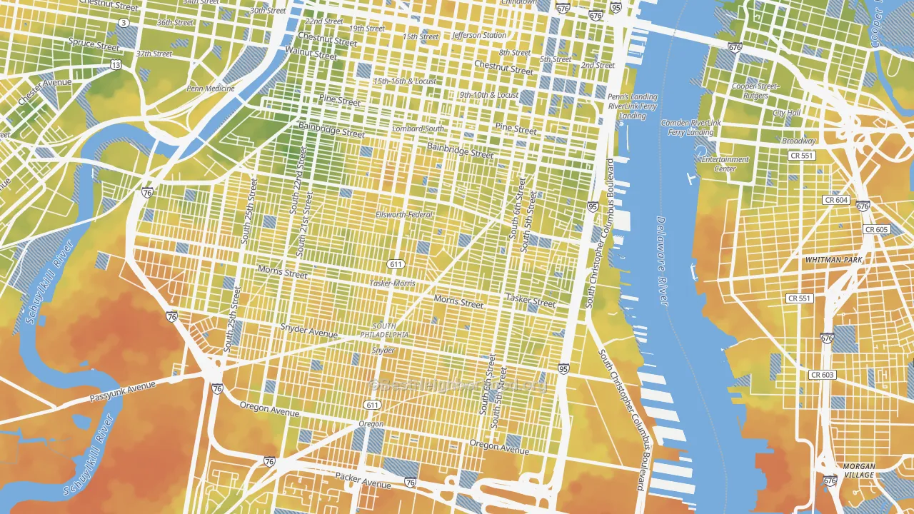 Bike Grade map of Wharton-Hawthorne-Bella Vista, Philadelphia, PA