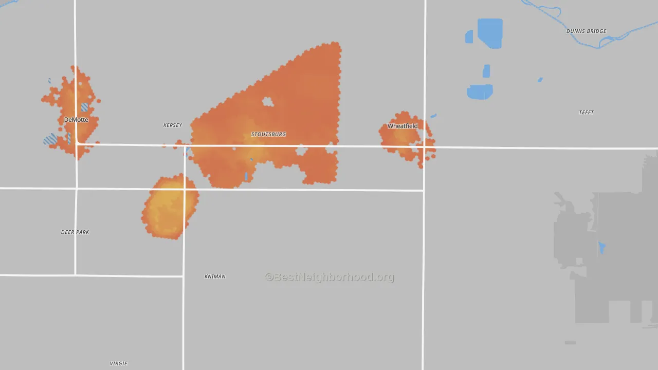 Bike Grade map of Wheatfield, IN