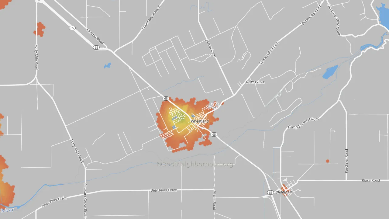 Bike Grade map of Wheatland, CA