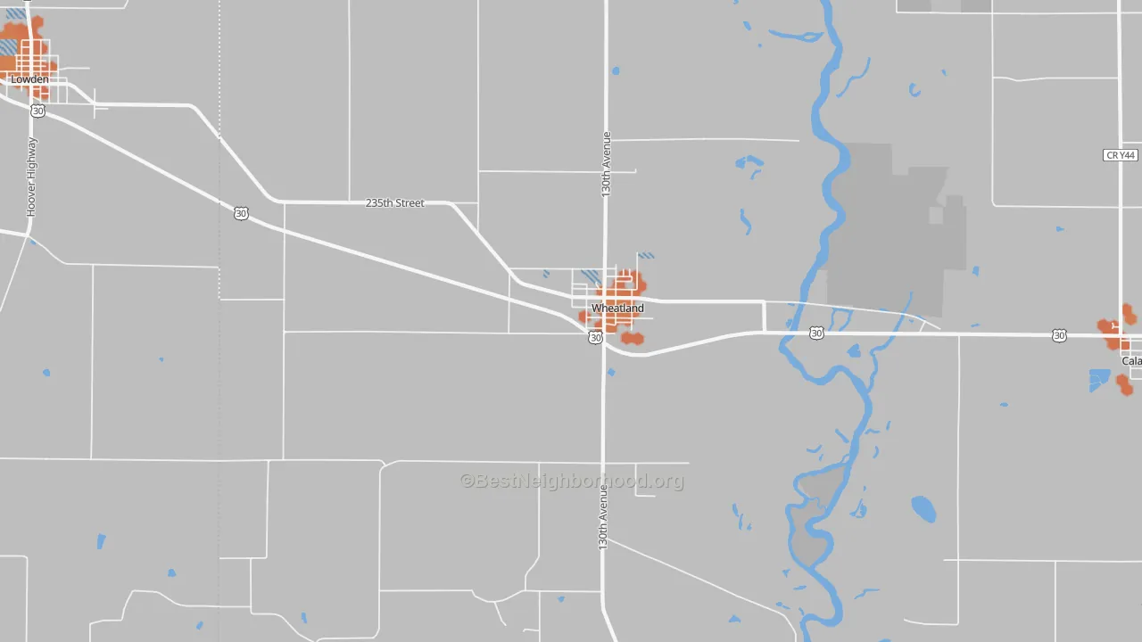 Bike Grade map of Wheatland, IA