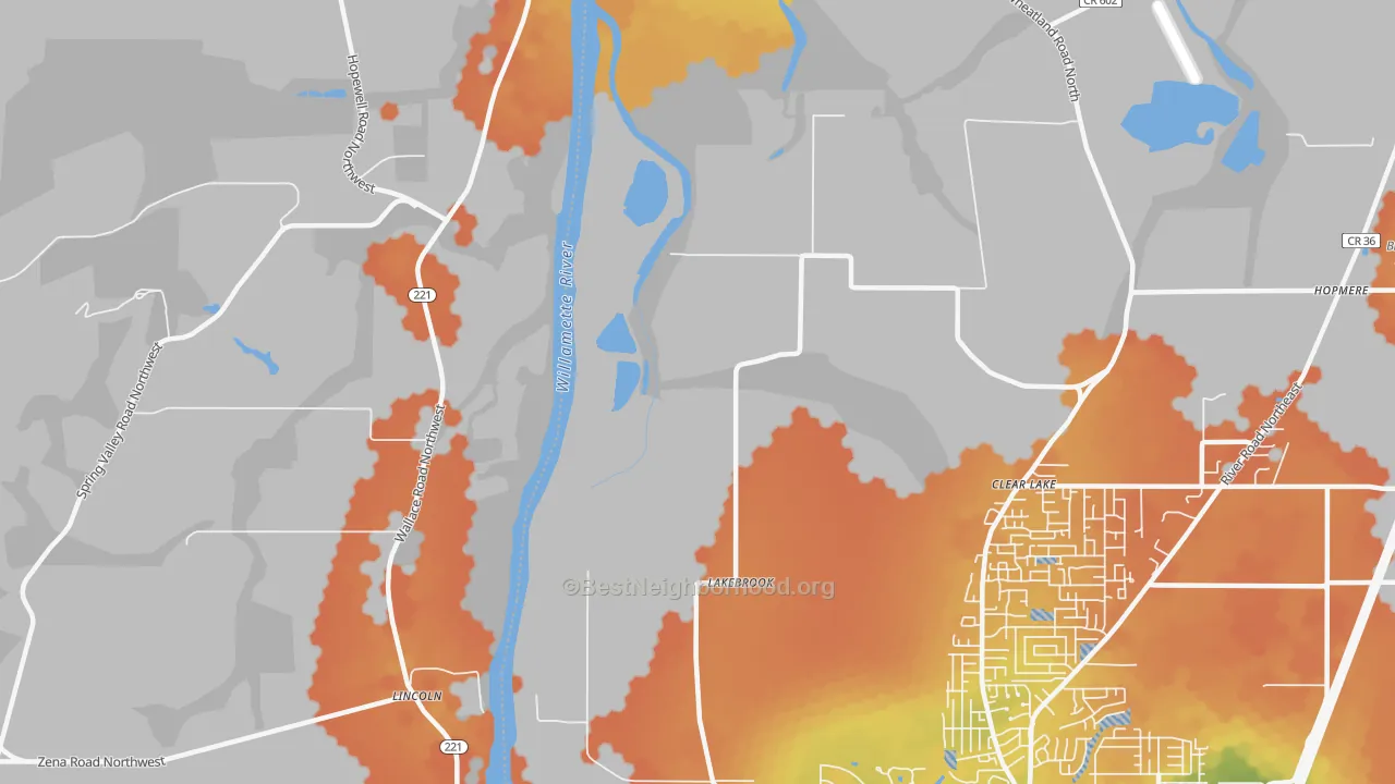 Bike Grade map of Wheatland, OR