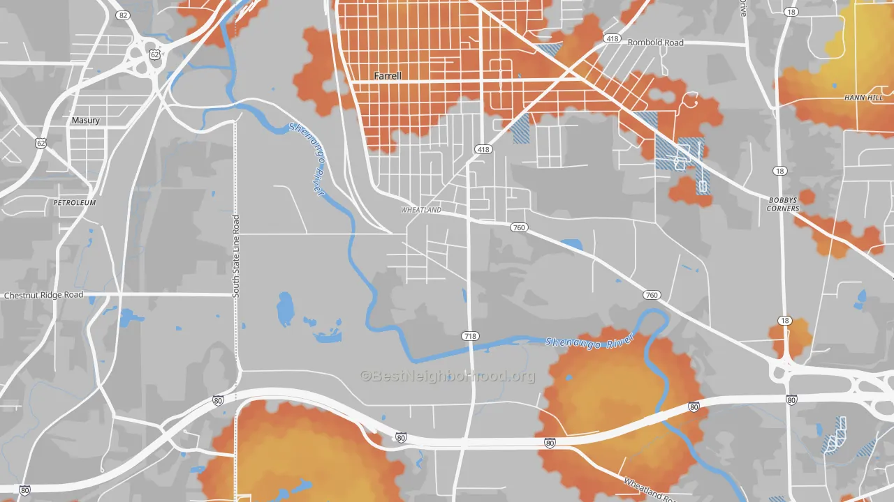 Bike Grade map of Wheatland, PA