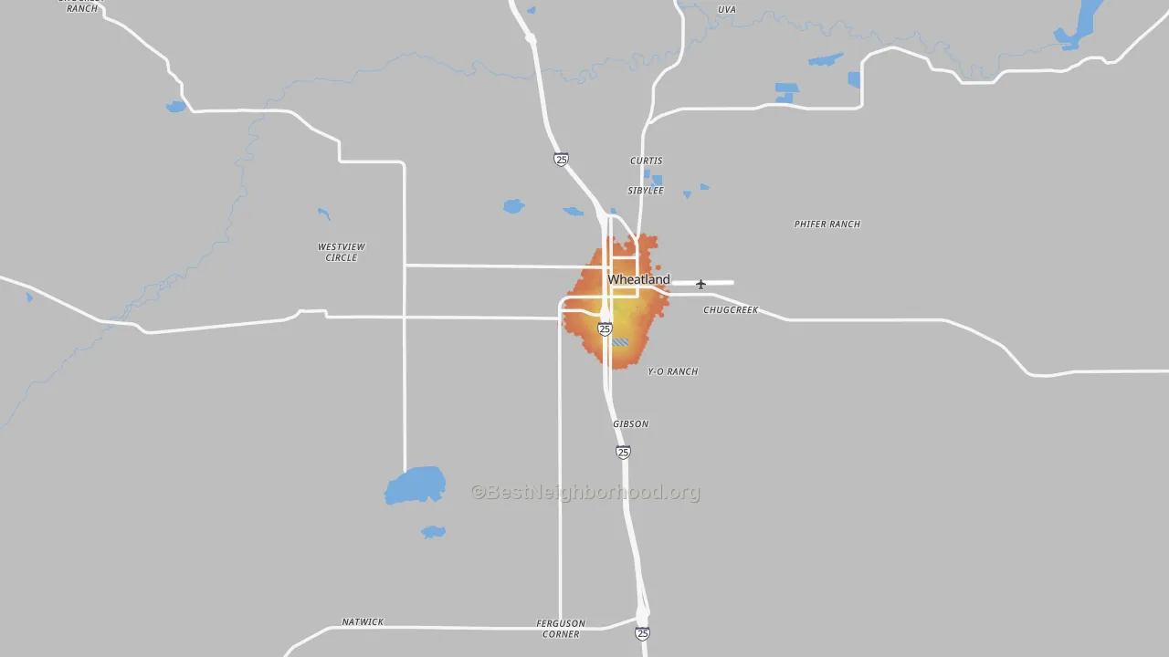 Bike Grade map of Wheatland, WY