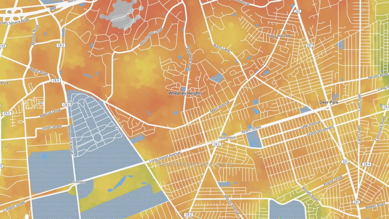 Bike Grade map of Wheatley Heights, Wyandanch, NY