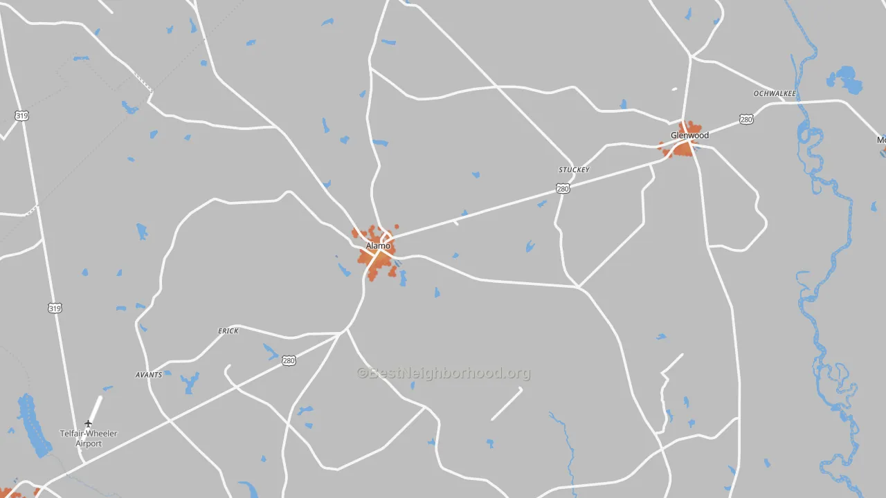 Bike Grade map of Wheeler County, GA