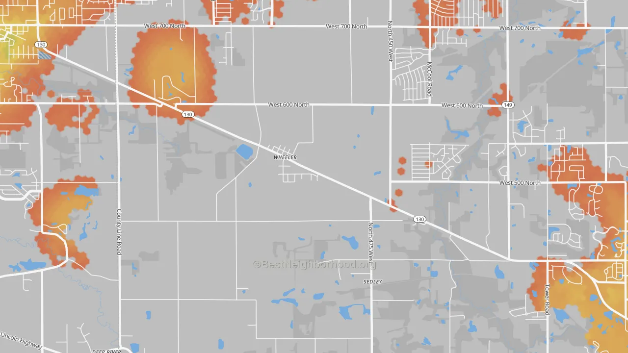 Bike Grade map of Wheeler, IN