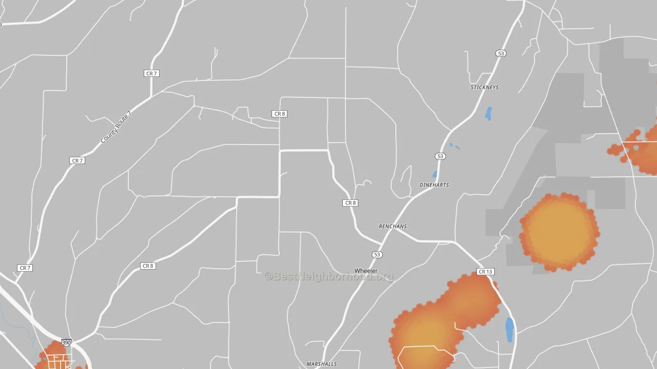 Bike Grade map of Wheeler, NY