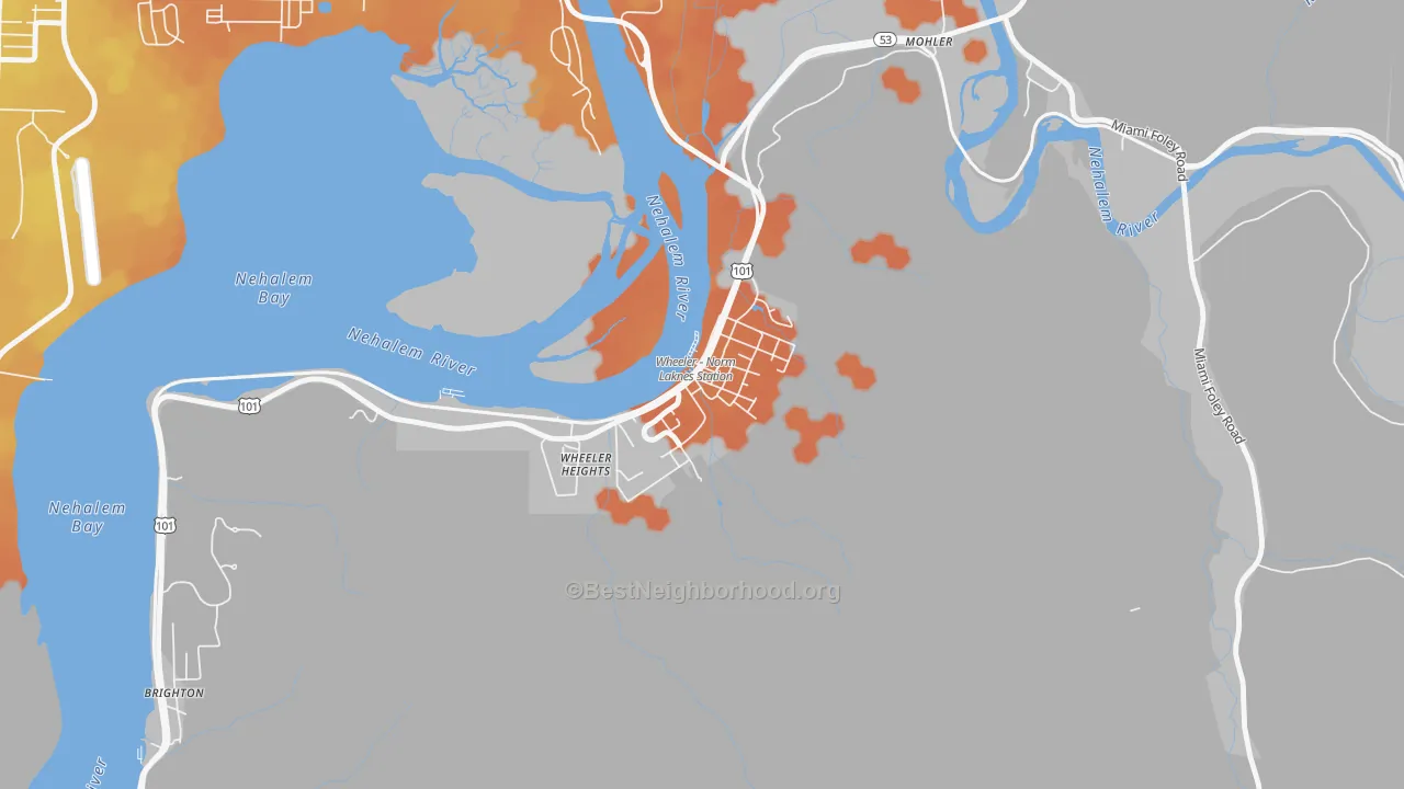 Bike Grade map of Wheeler, OR