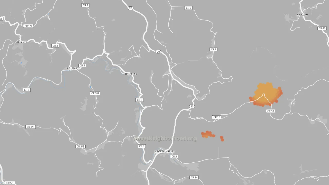 Bike Grade map of Wheeler, WV