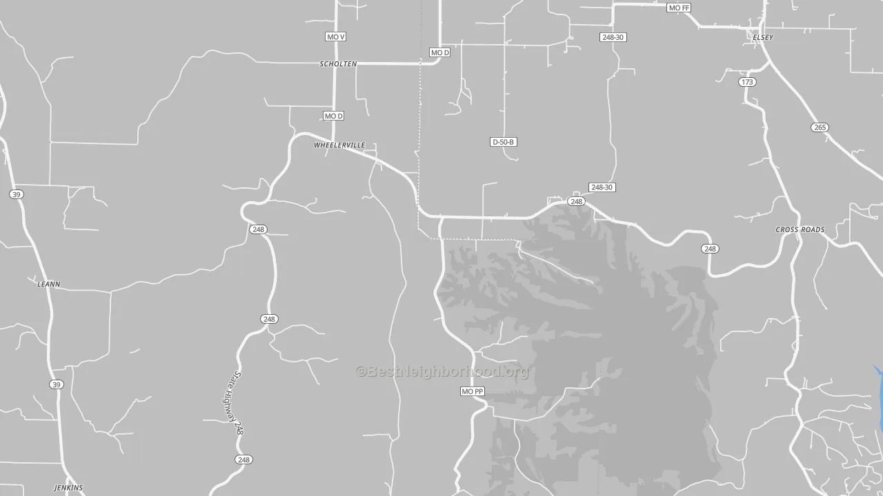 Bike Grade map of Wheelerville, MO