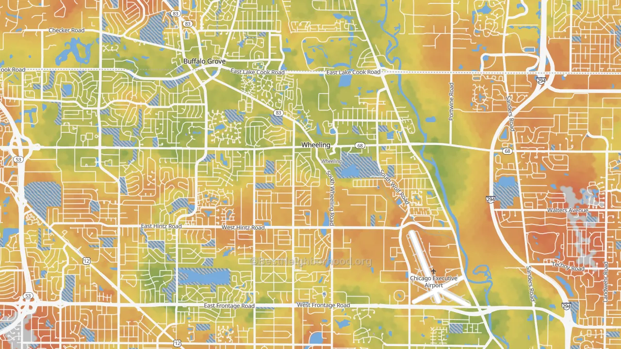 Bike Grade map of Wheeling, IL