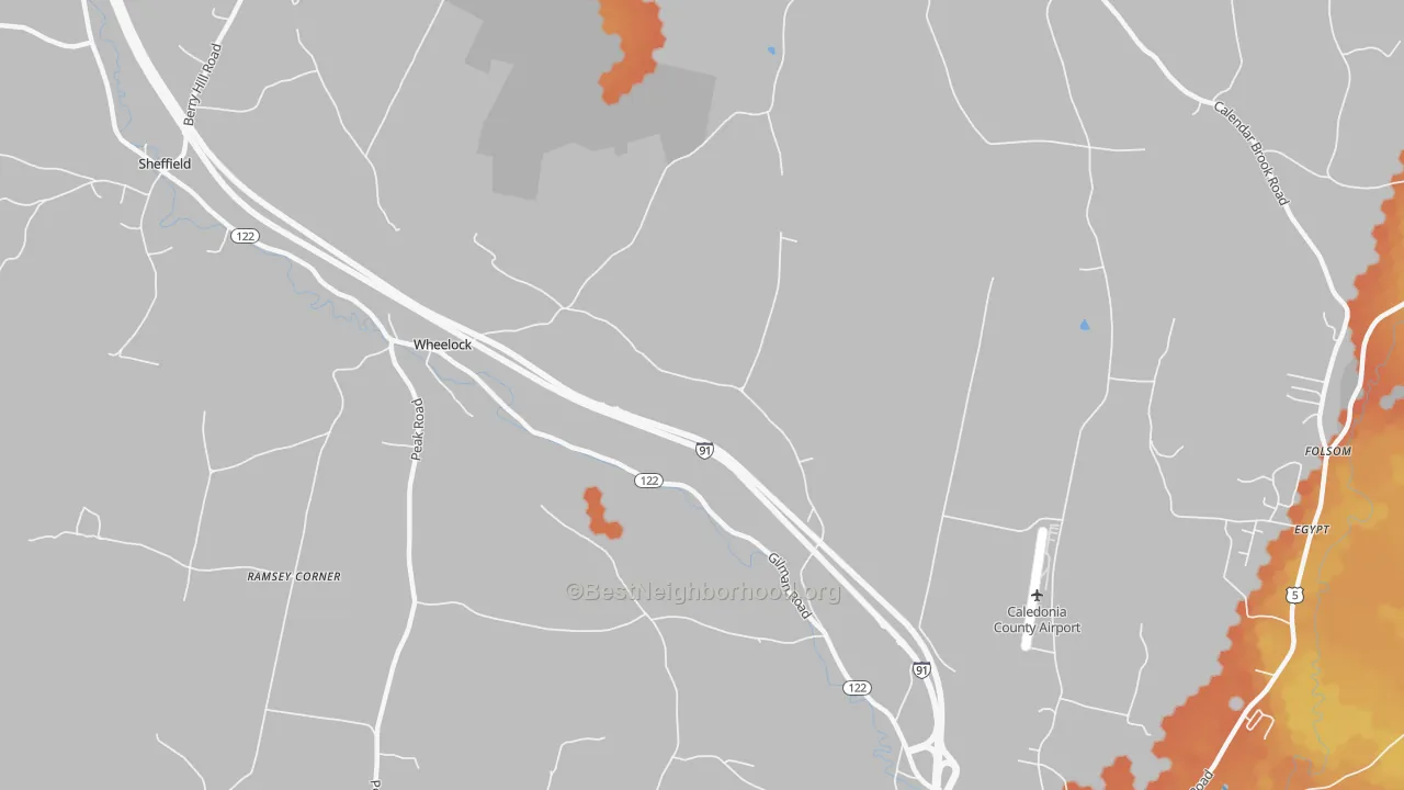 Bike Grade map of Wheelock, VT