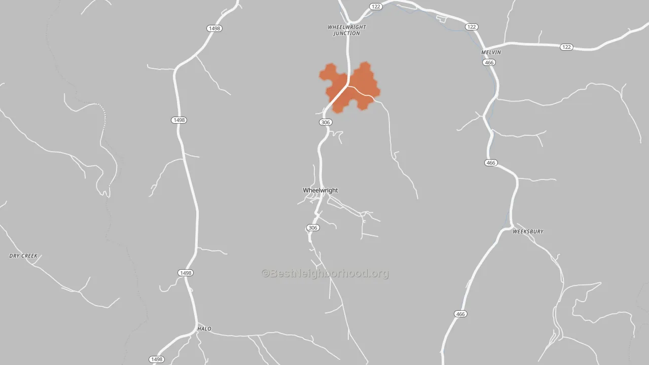 Bike Grade map of Wheelwright, KY
