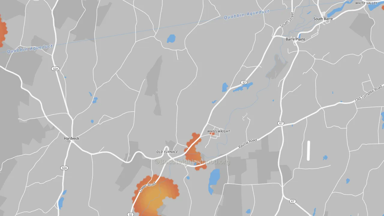 Bike Grade map of Wheelwright, MA