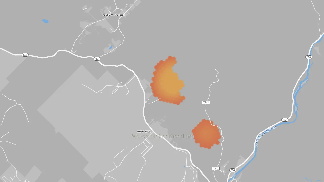 Bike Grade map of Whig Hill, PA
