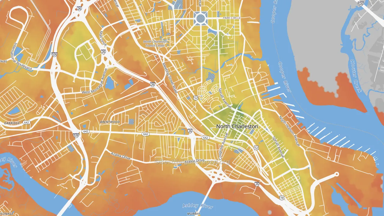 Bike Grade map of Whipper Barnoy, North Charleston, SC