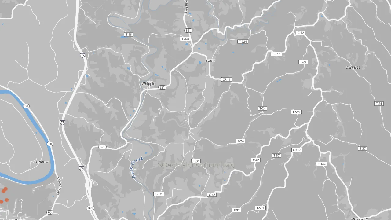 Bike Grade map of Whipple, OH