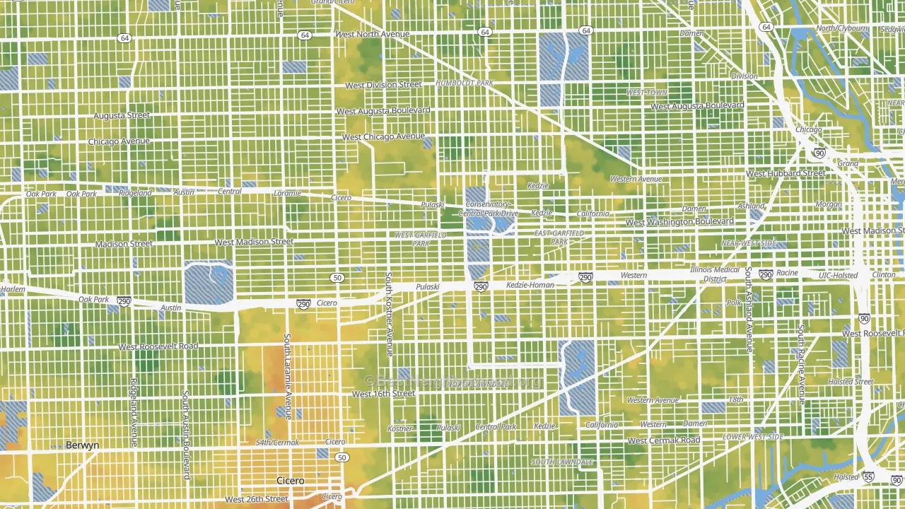 Bike Grade map of Whiskey Point, Chicago, IL