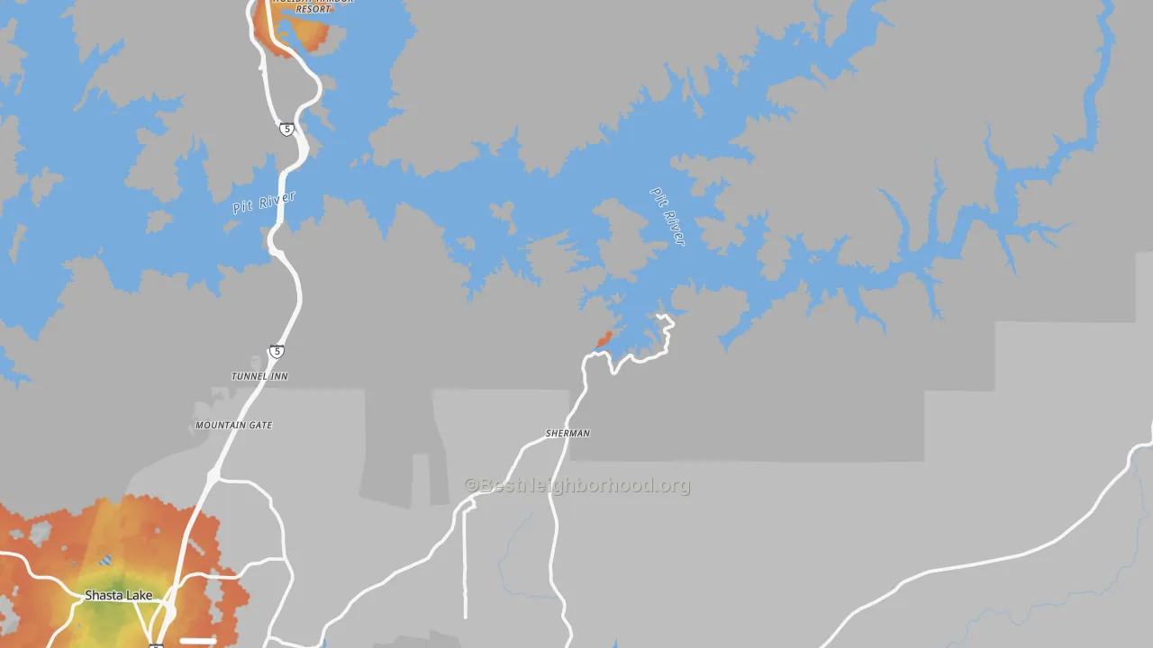 Bike Grade map of Whiskeytown, CA