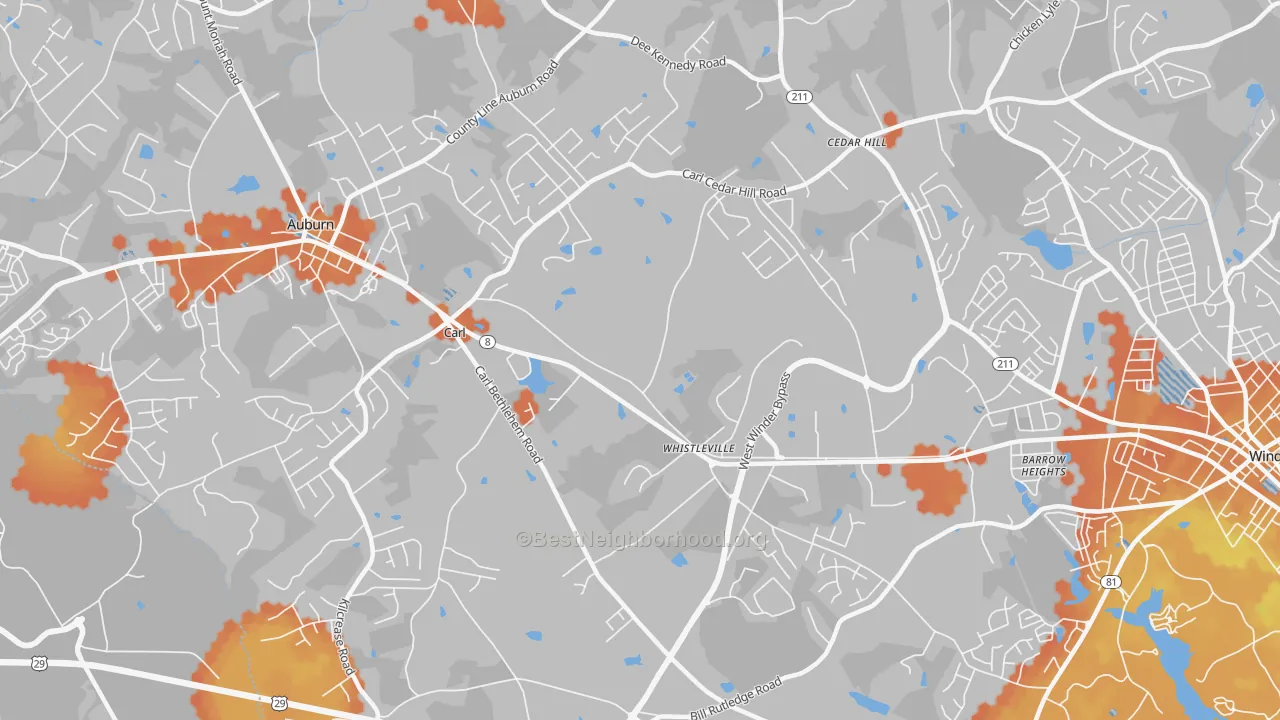 Bike Grade map of Whistleville, GA