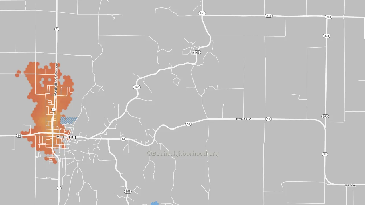 Bike Grade map of Whitaker, AR
