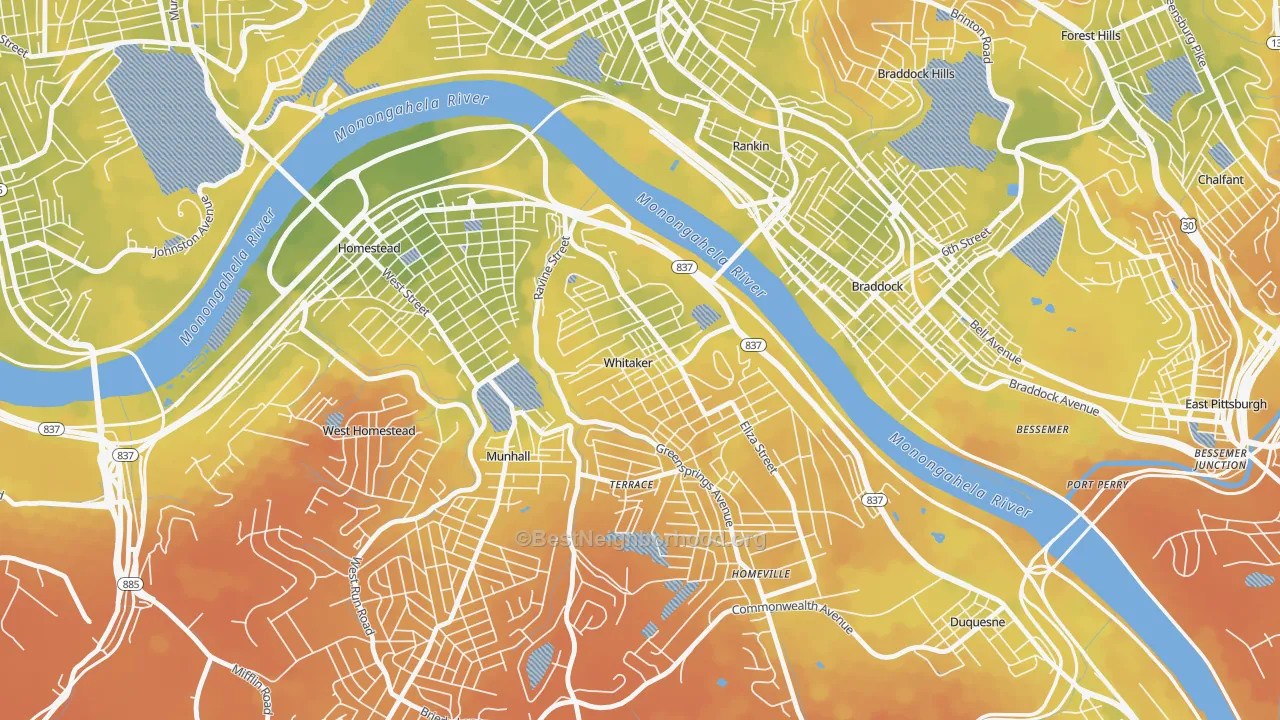 Bike Grade map of Whitaker, PA