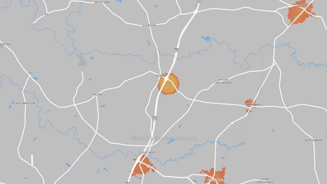 Bike Grade map of Whitakers, NC