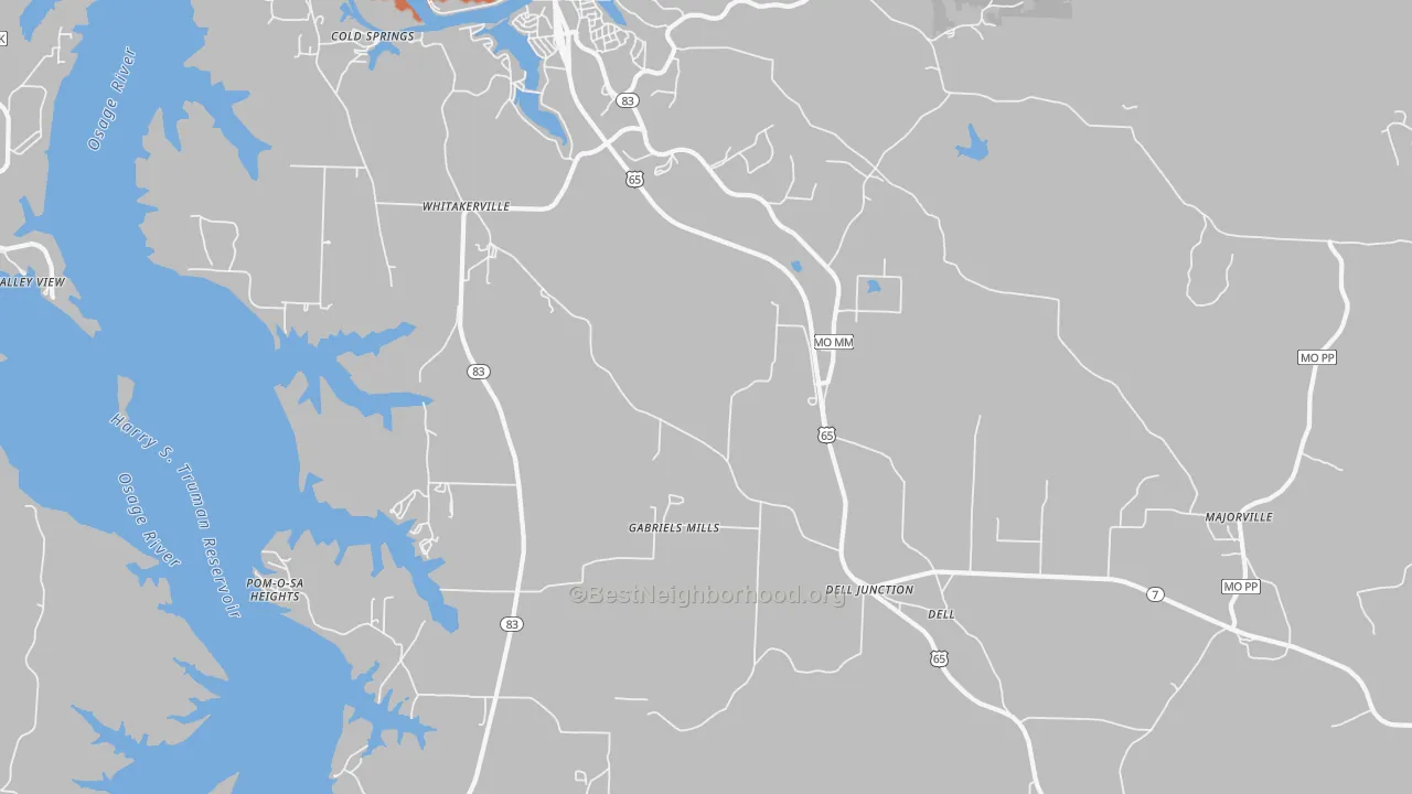Bike Grade map of Whitakerville, MO