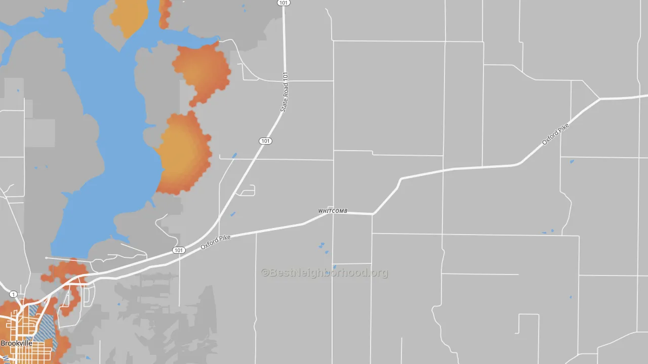 Bike Grade map of Whitcomb, IN