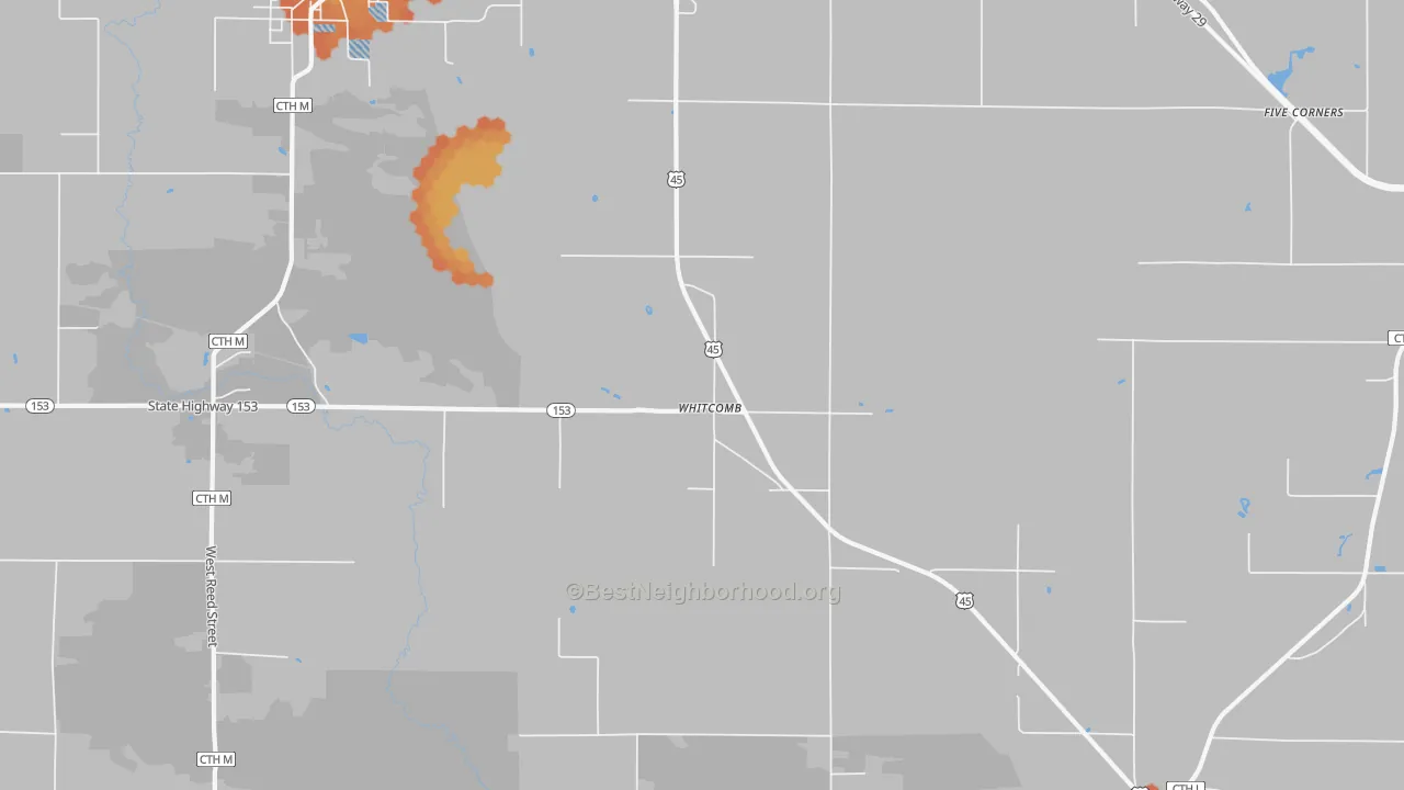 Bike Grade map of Whitcomb, WI
