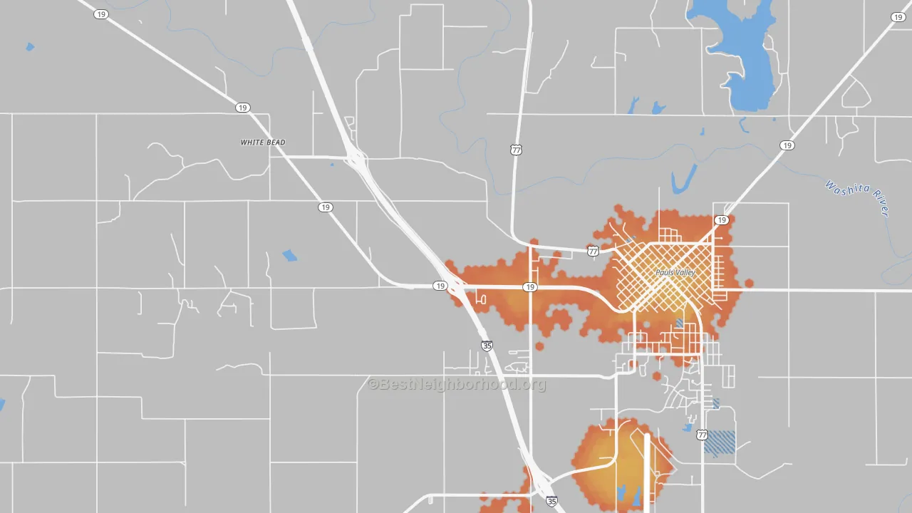 Bike Grade map of White Bead, OK