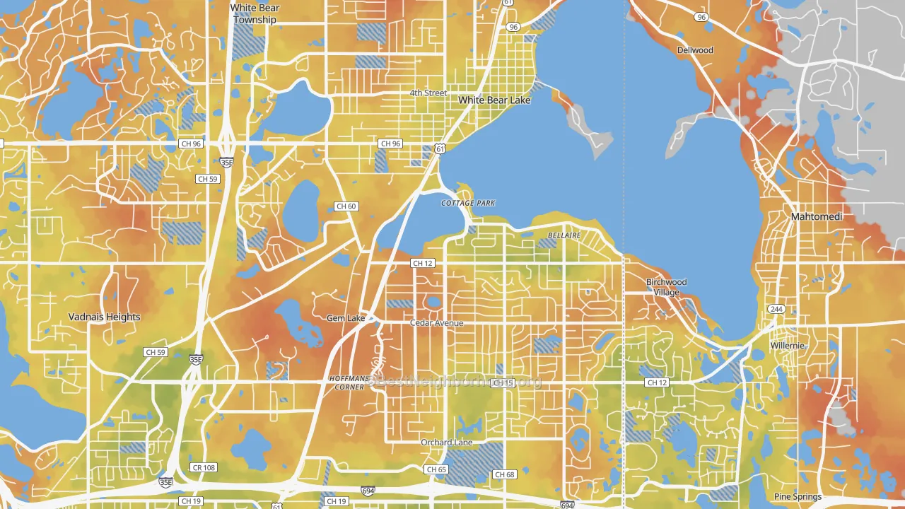 Bike Grade map of White Bear Lake, MN