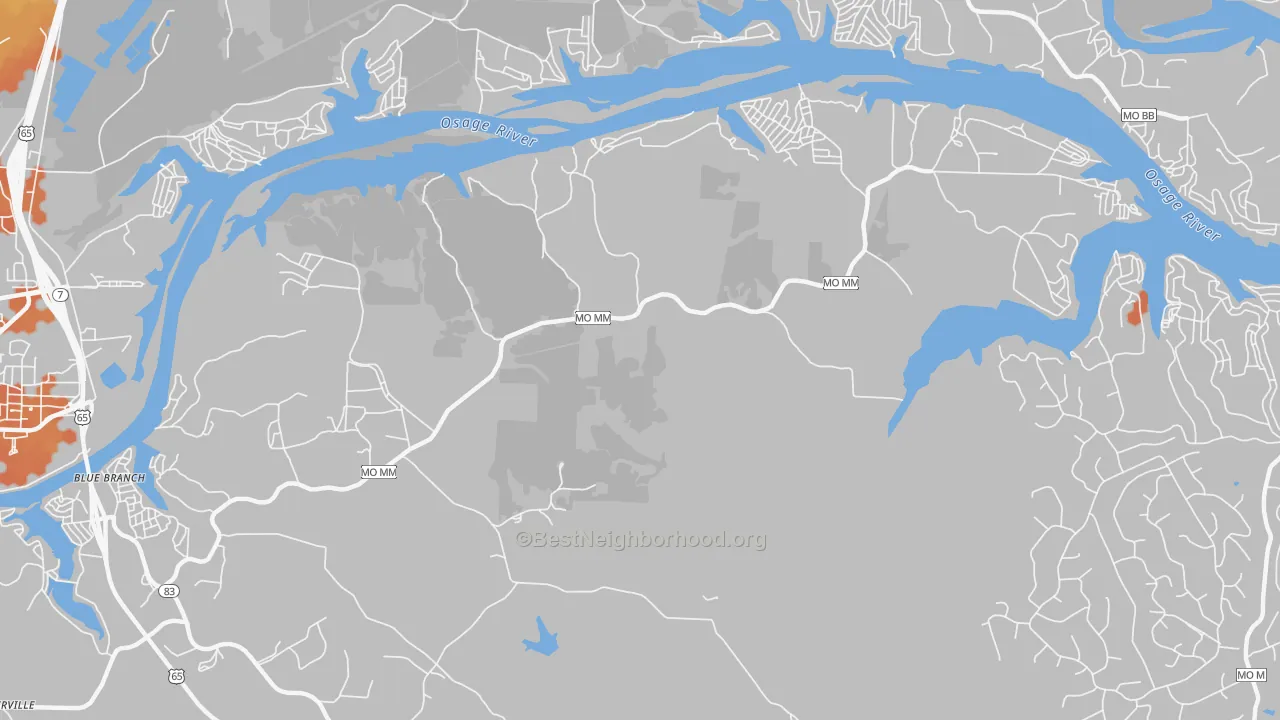Bike Grade map of White Branch, MO