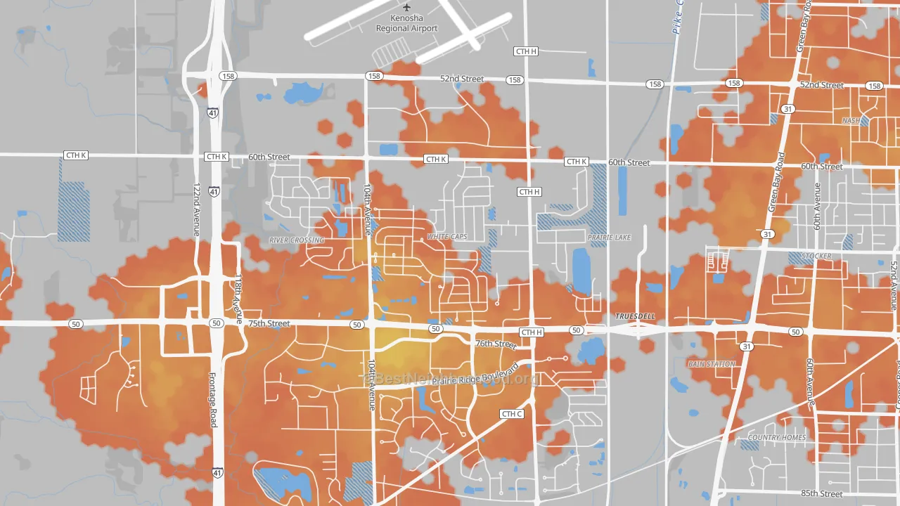 Bike Grade map of White Caps, Kenosha, WI