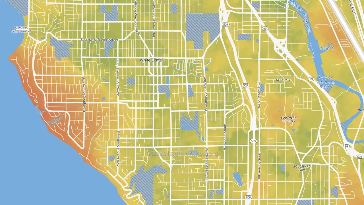Bike Grade map of White Center, WA