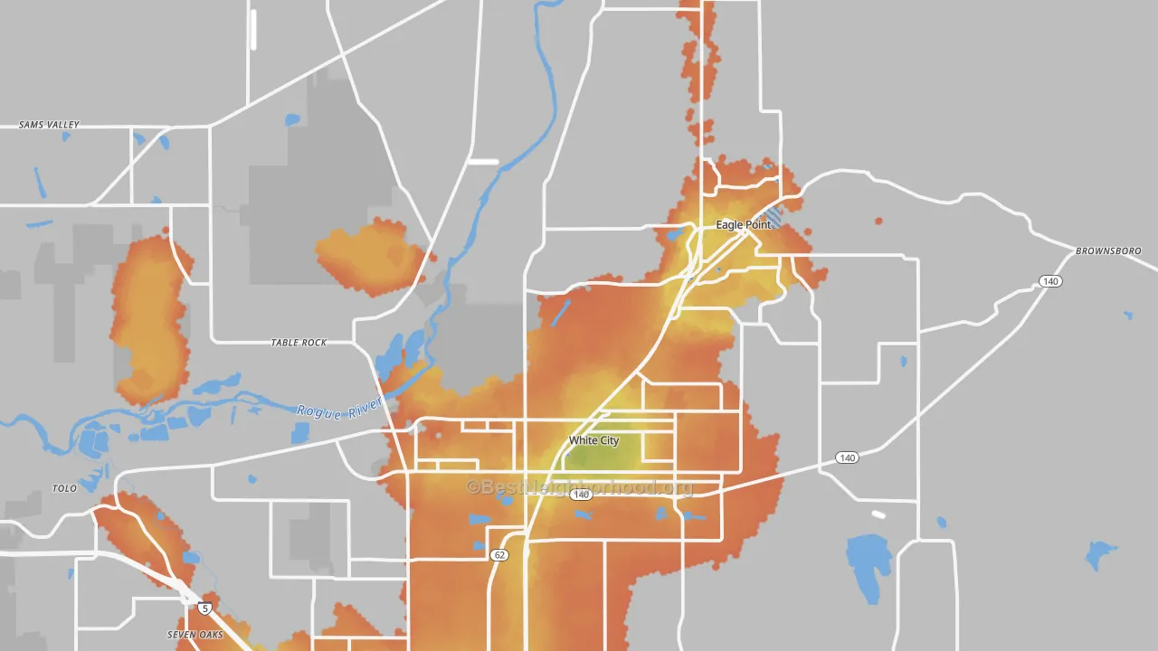 Bike Grade map of White City, OR