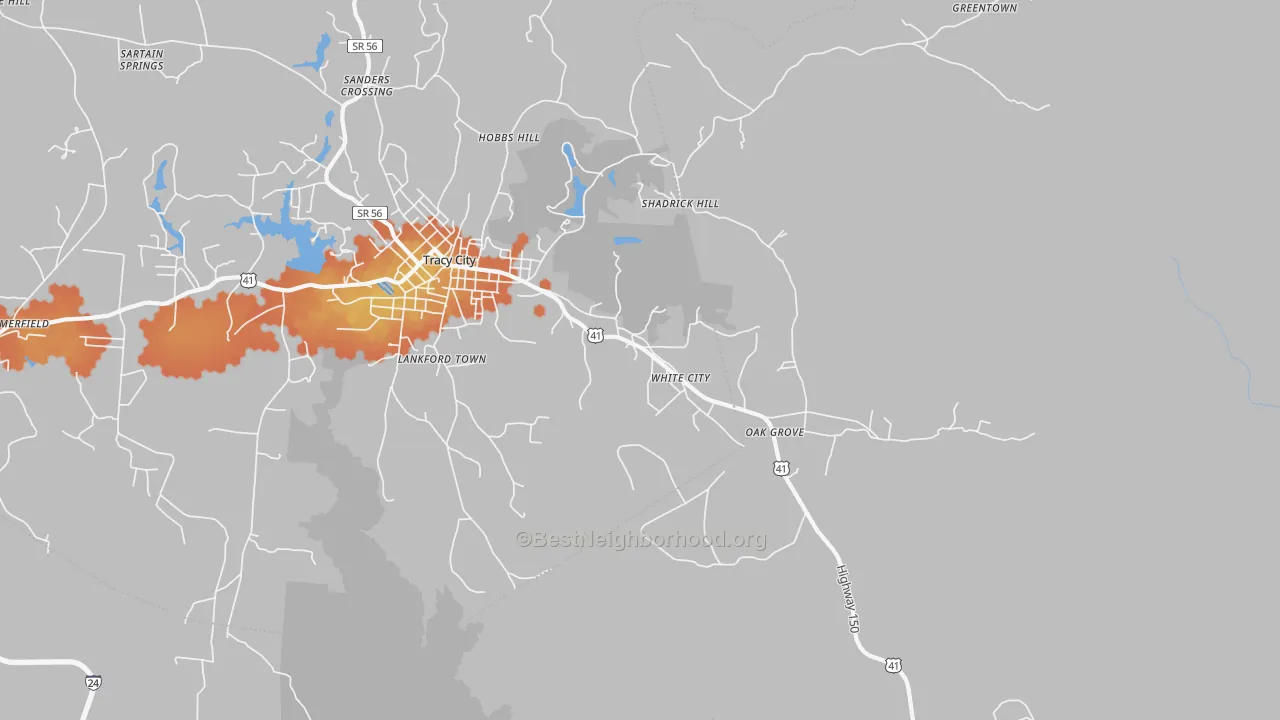 Bike Grade map of White City, TN