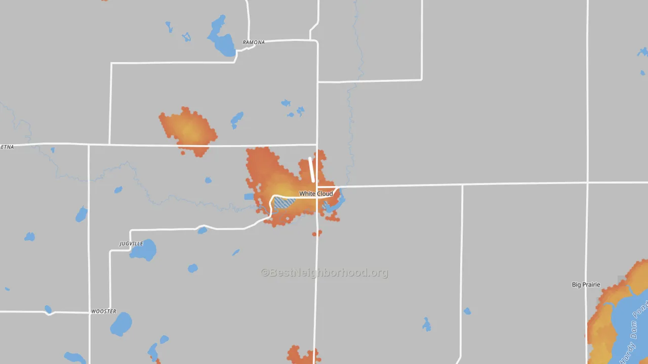 Bike Grade map of White Cloud, MI